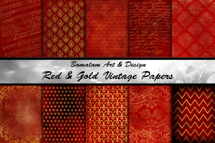 Red   Gold Vintage Papers