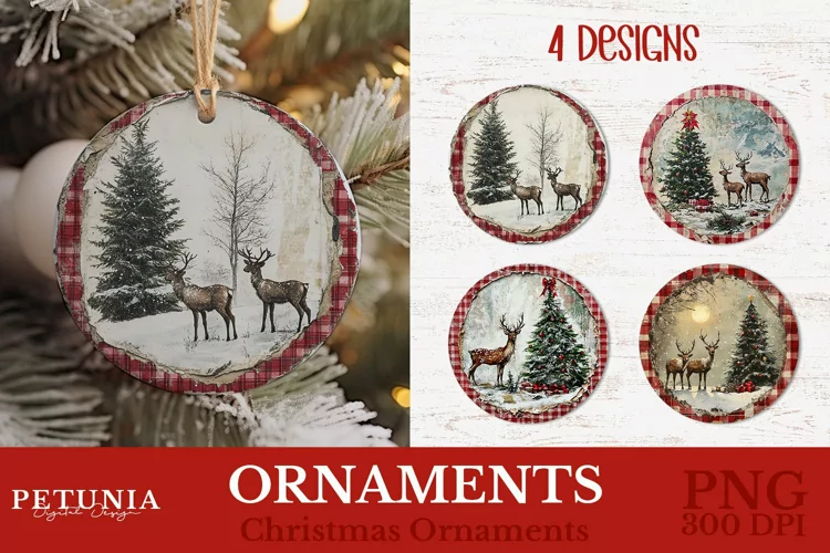 Vintage Christmas Ornament | Round Christmas Ornament PNG
