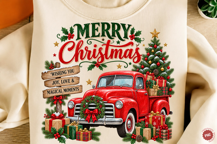 Vintage Retro Merry Christmas PNG