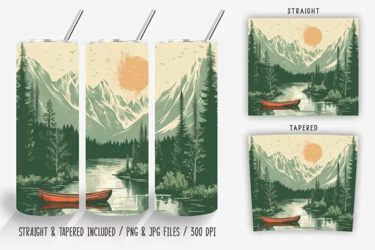 Vintage River Outdoors Tumbler Wrap PNG