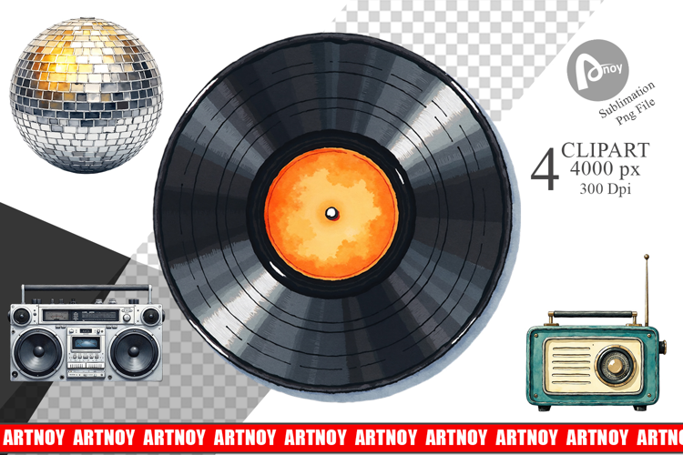 Vintage Roller Disco Summer Clipart