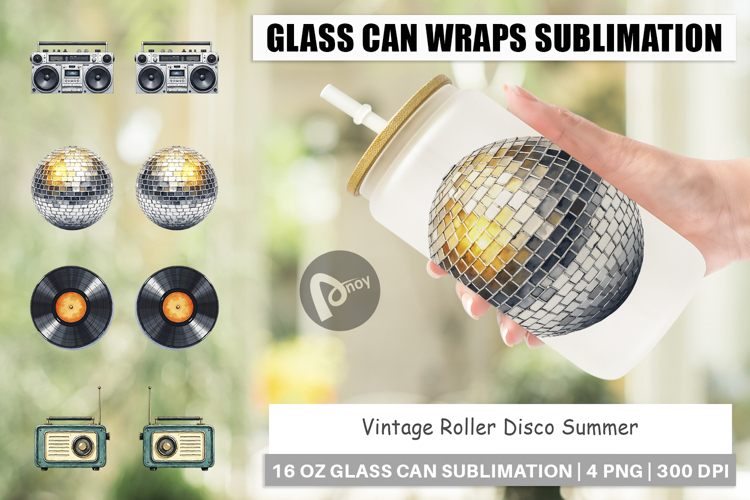 Vintage Roller Disco Summer Glass Can