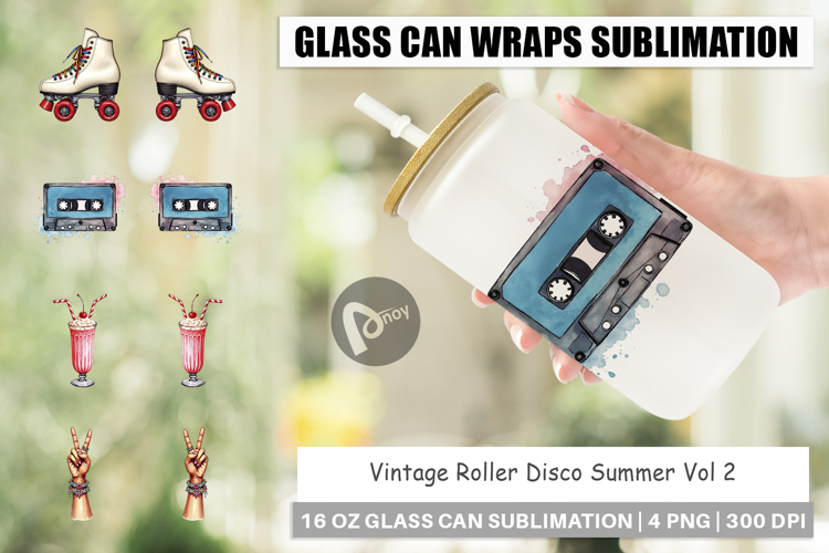 Vintage Roller Disco Summer Glass Can