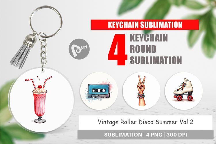 Vintage Roller Disco Summer Keychain