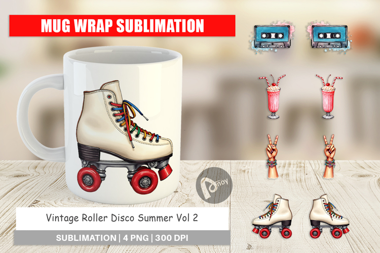 Vintage Roller Disco Summer Mug Wrap