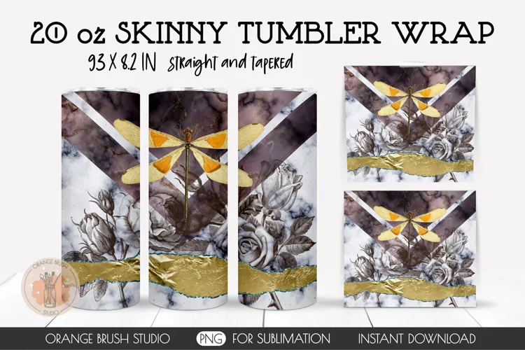 Vintage Rose Skinny Tumbler Seamless Wrap 20 Oz Sublimation