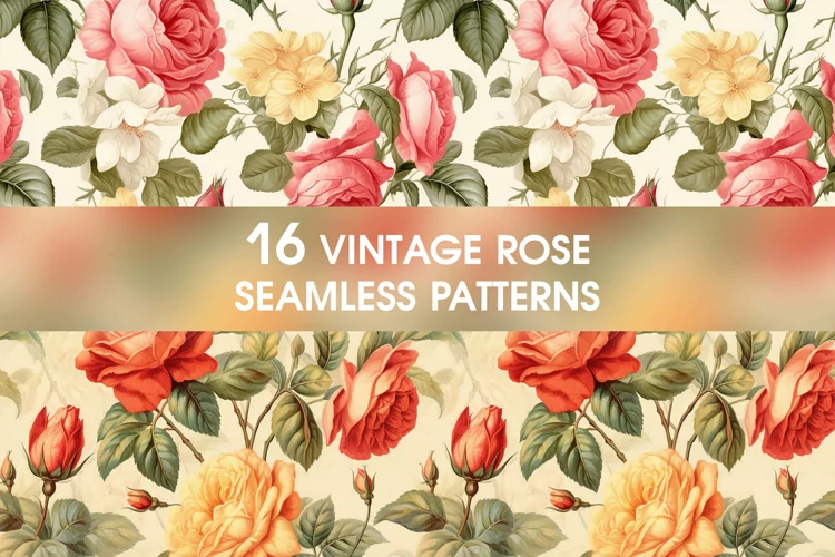 Retro rose seamless pattern | Vintage floral digital paper