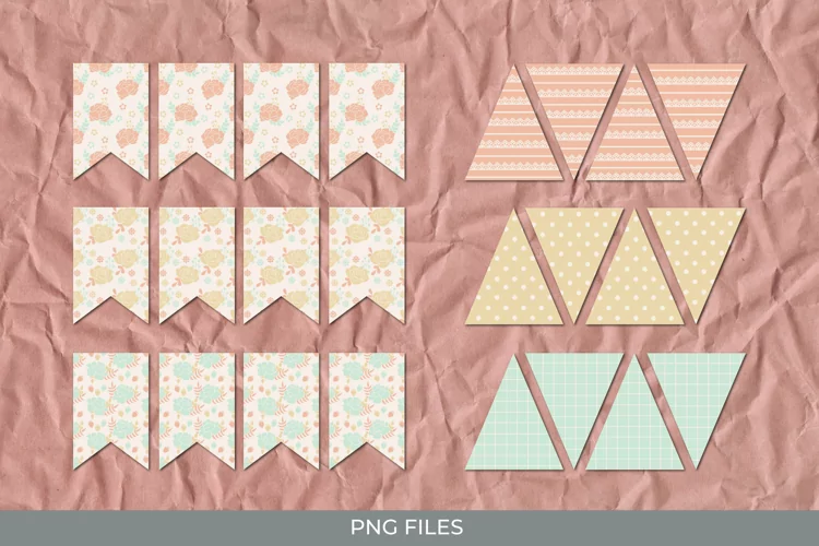 Vintage Rose Flowers Bunting Banner Set
