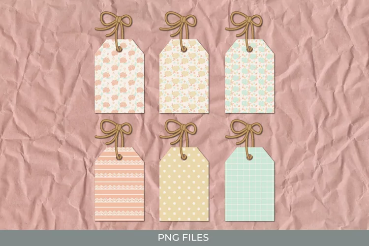 Vintage Rose Flowers Patterned Shaped Tags