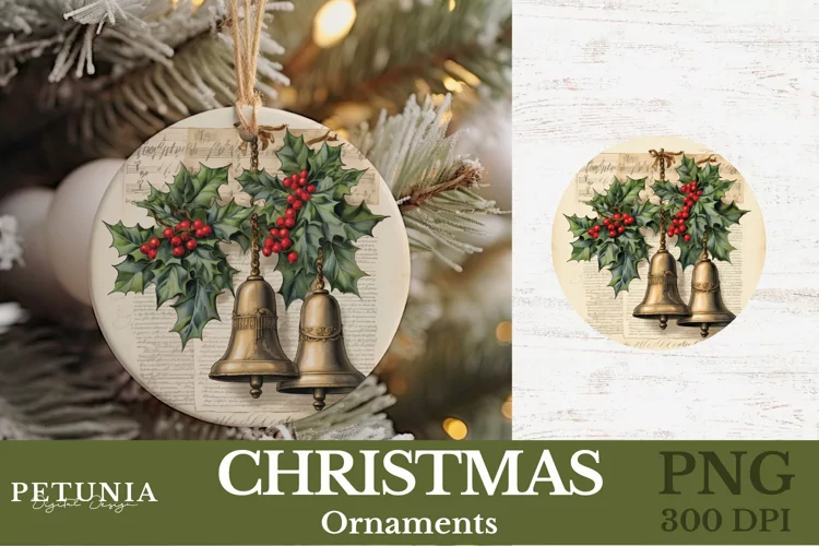 Vintage Round Sublimation Christmas Ornament