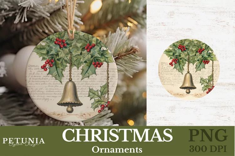Vintage Round Sublimation Christmas Ornament