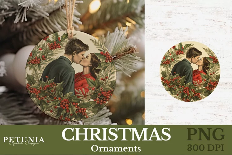 Vintage Round Sublimation Christmas Ornament