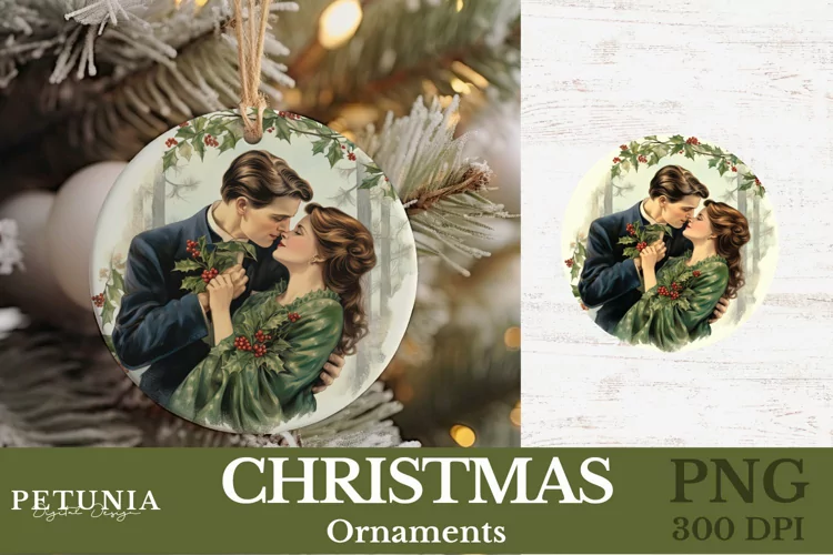 Vintage Round Sublimation Christmas Ornament