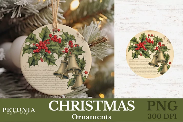 Vintage Round Sublimation Christmas Ornament