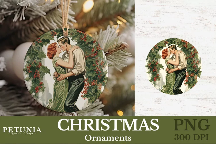 Vintage Round Sublimation Christmas Ornament