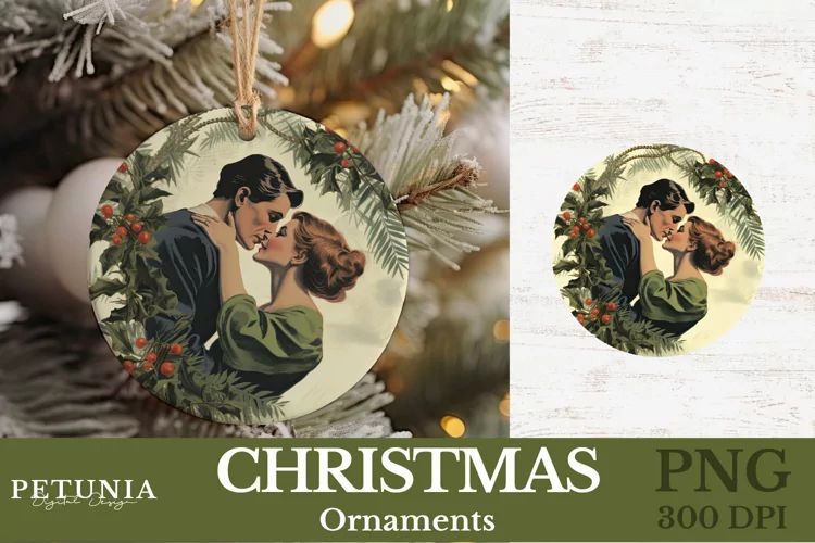 Vintage Round Sublimation Christmas Ornament