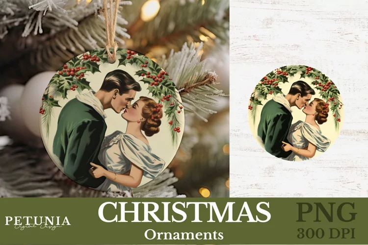Vintage Round Sublimation Christmas Ornament