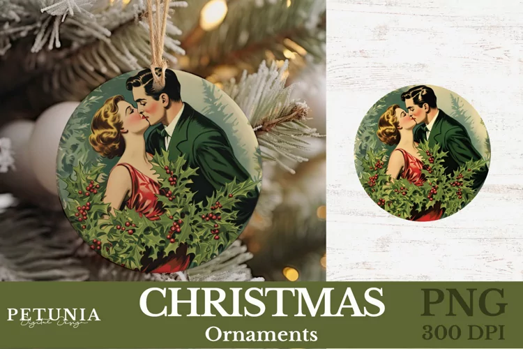 Vintage Round Sublimation Christmas Ornament