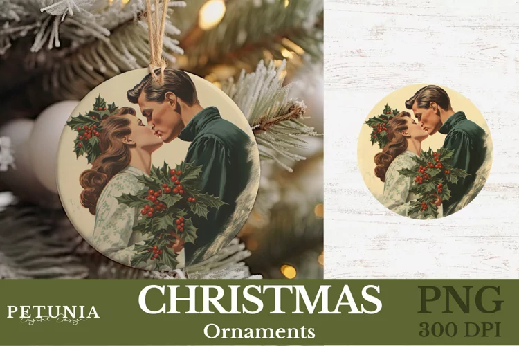Vintage Round Sublimation Christmas Ornament