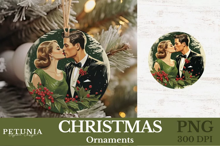 Vintage Round Sublimation Christmas Ornament