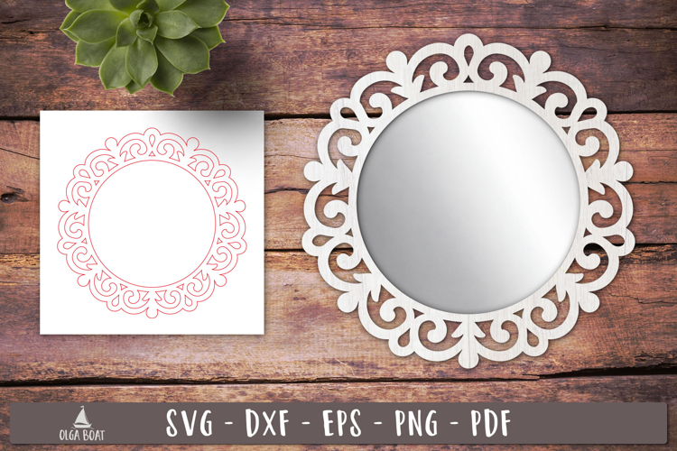 Vintage Round Scroll Frame SVG Laser Cut