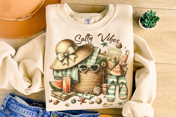 Salty Vibes PNG, Retro Summer PNG, Summer Vibes, Beach PNG