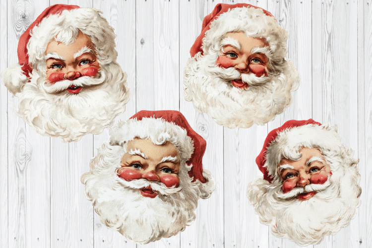 Vintage Santa Sublimation PNG, Santa Face PNG