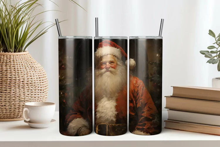 Vintage Santa Claus 20oz Tumbler Sublimation PNG