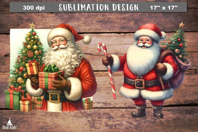 Vintage santa clipart | Christmas santa png illustration
