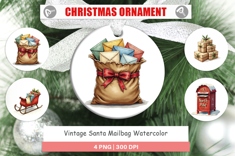Vintage Santa's Mailbag Ornament