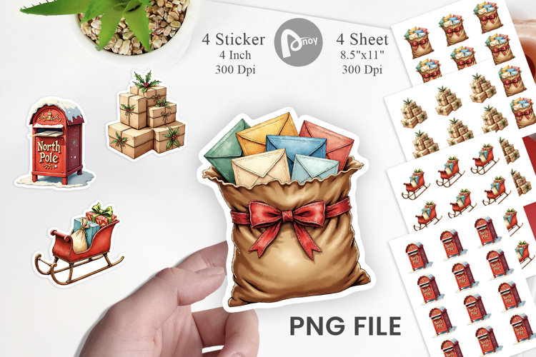 Vintage Santa's Mailbag Sticker