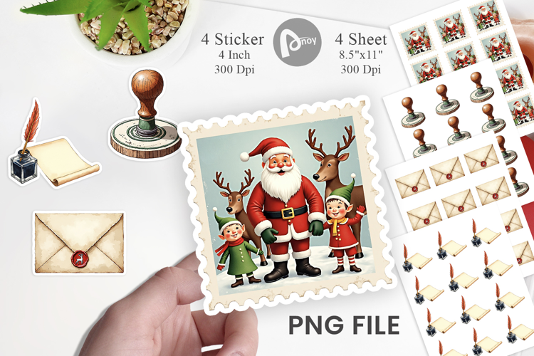 Vintage Santa's Mailbag Sticker