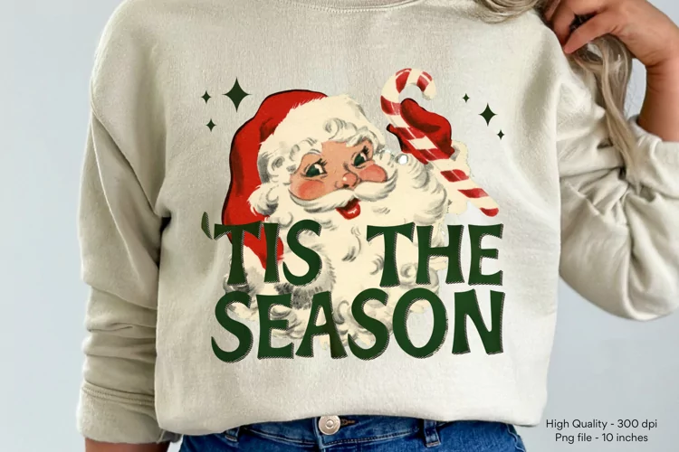 Vintage Santa Png | Christmas Sublimation | Retro Santa Png