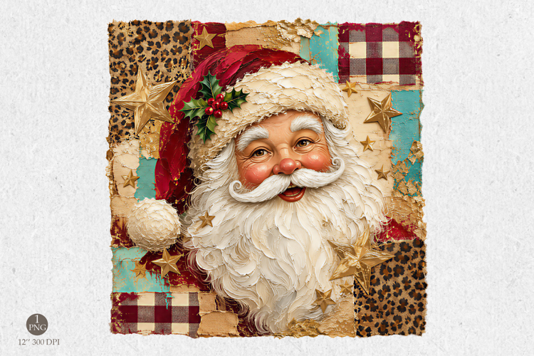 Vintage Santa Png,Retro Christmas Portrait Sublimation Desig