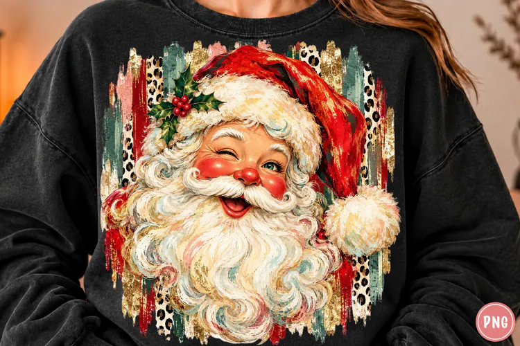 Vintage Santa Face PNG | Retro Christmas Santa Png