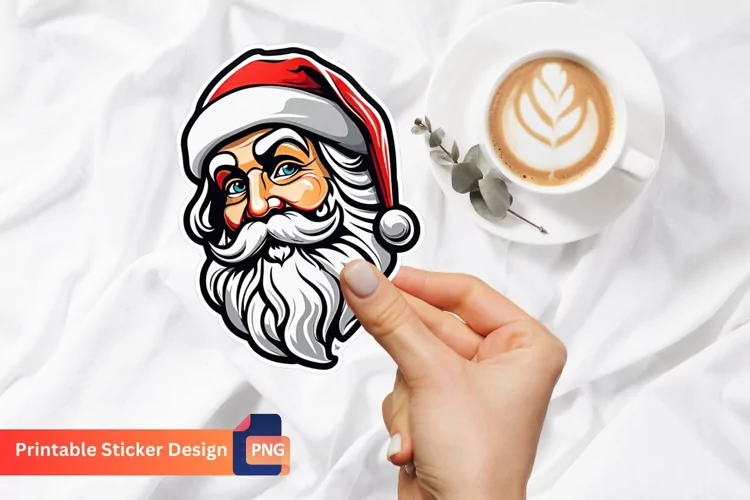 Vintage Santa Stickers, Printable Cute Christmas Stickers