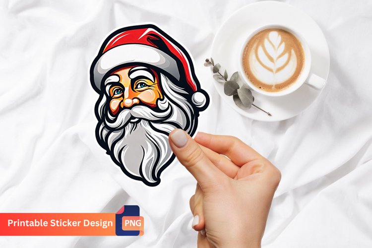 Vintage Santa Stickers, Printable Cute Christmas Stickers example image 1