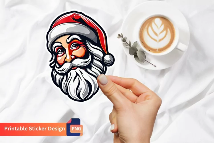 Vintage Santa Stickers, Printable Cute Christmas Stickers