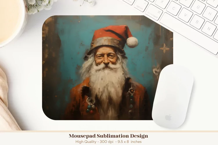 Vintage Santa Sublimation Mouse Pad | Christmas Mousepad Png