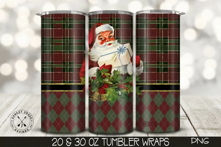 Christmas Tumbler Wrap| Vintage Santa Claus PNG