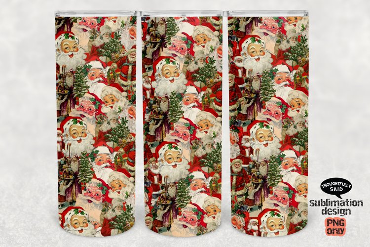 Christmas Skinny Tumbler Sublimation PNG Vintage Santas
