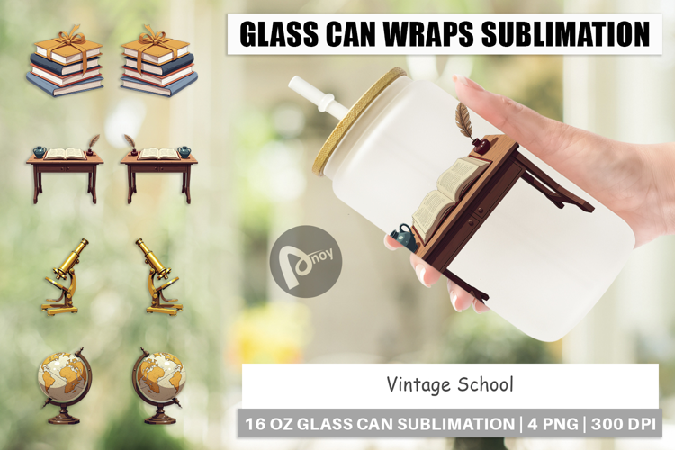Glass Can Vintage School Day