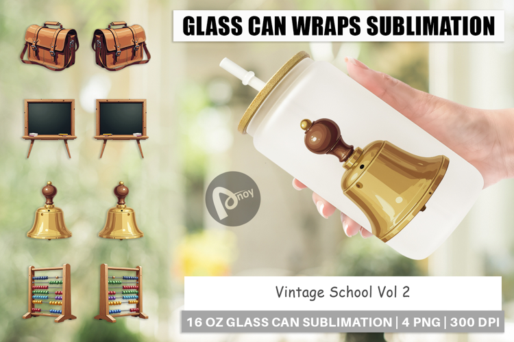 Glass Can Vintage School Day