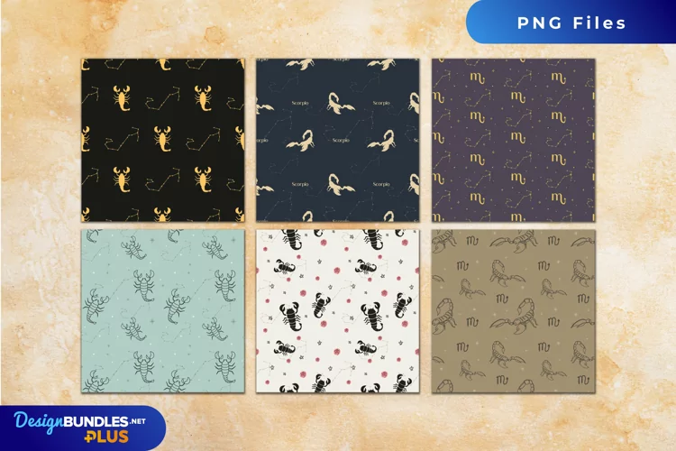 Vintage Scorpio Sign Seamless Pattern Paper Pack