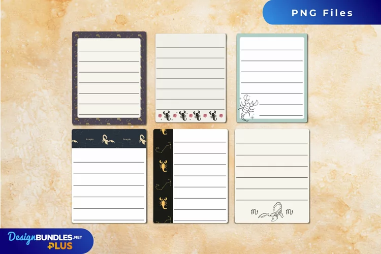 Vintage Scorpio Sign Shaped Journaling Pages