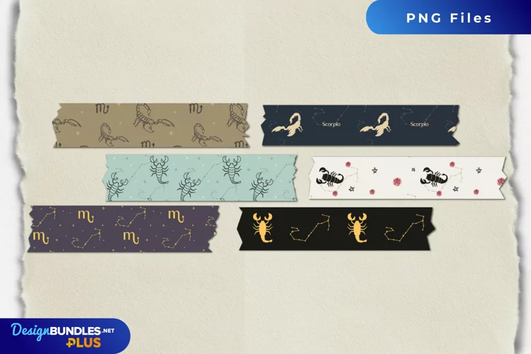 Vintage Scorpio Sign Seamless Pattern Tape