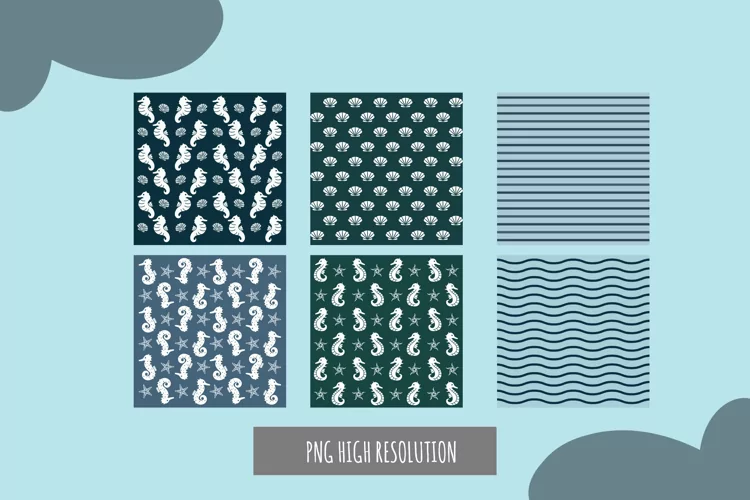 Vintage Seahorse Pattern Paper Pack