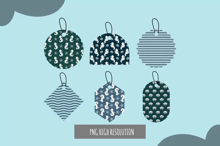 Vintage Seahorse Patterned Shaped Tag
