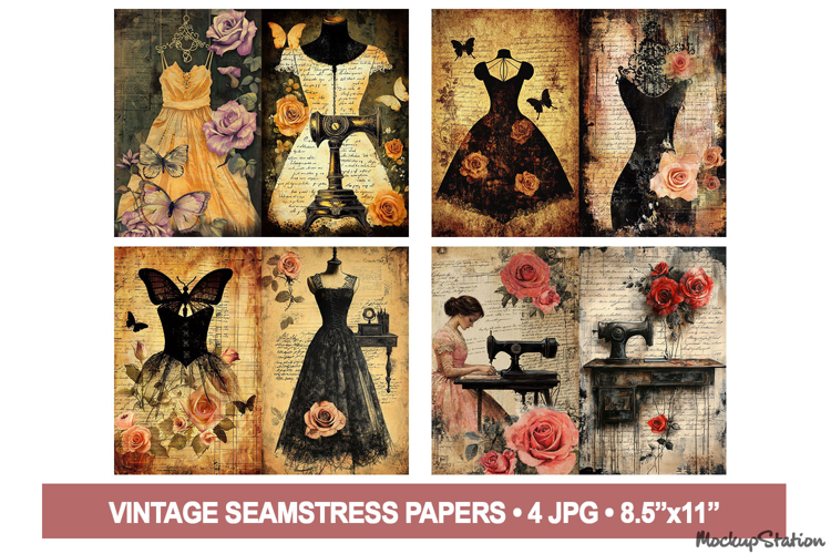 Victorian Seamstress Junk Journal Pages | Fashion Printable