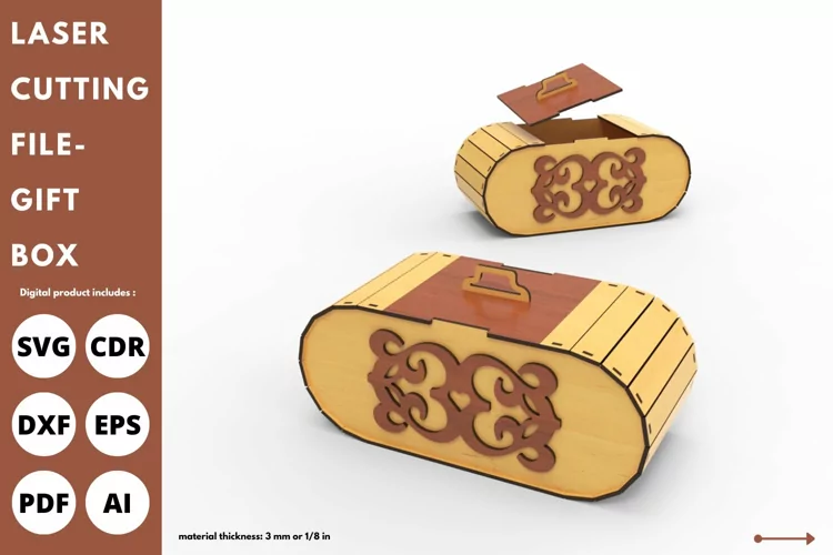 vintage semi-circular box - svg laser cut & glowforge file